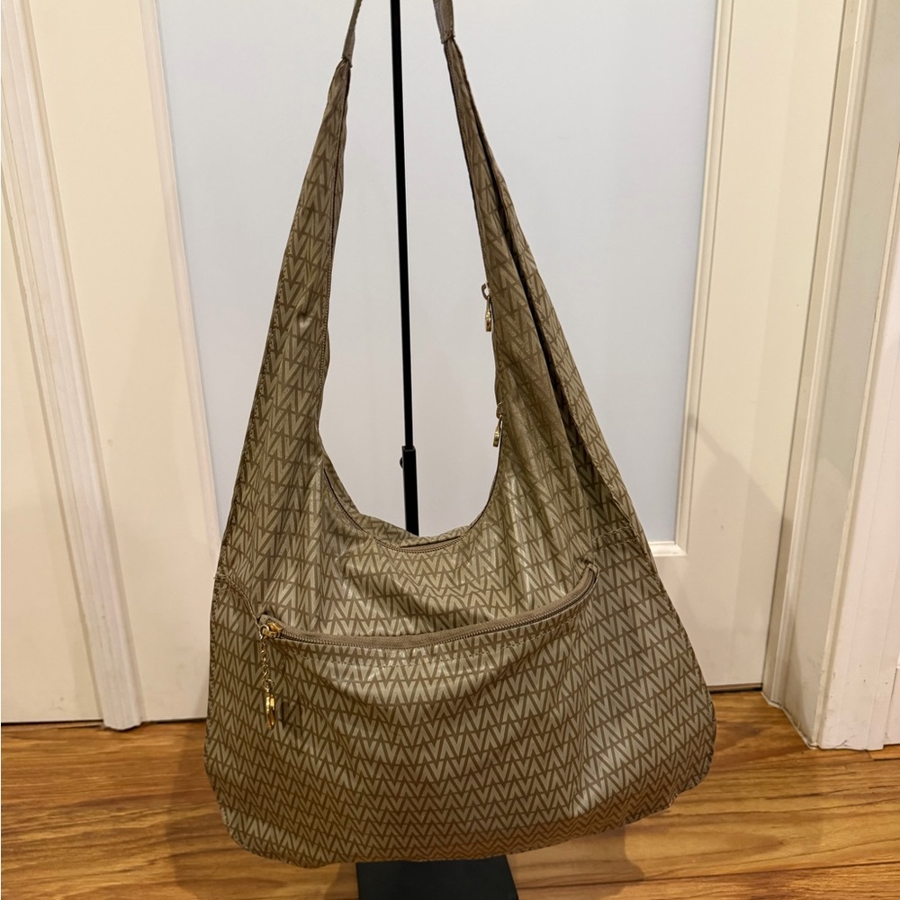 Mario Valentino Patterned Tan Hobo Bag